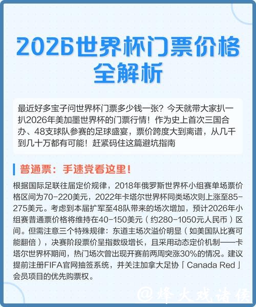 2026年美加墨世界杯门票价格预测与分析